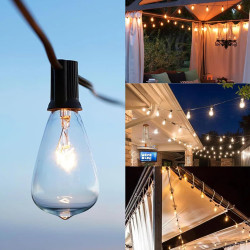 Brigros blanc guirlande lumineuse d'extérieur 27 lumières led basse consommation avec 4 modes, télécommande incluse