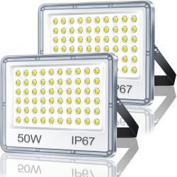 Projecteur LED Extérieur 50W 2 Pièce, 5000LM Spot LED Exterieur | 6500K Blanc Froid Brillant Projecteur Exterieur, IP67 Étanche 