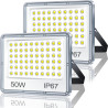 Projecteur LED Extérieur 50W 2 Pièce, 5000LM Spot LED Exterieur | 6500K Blanc Froid Brillant Projecteur Exterieur, IP67 Étanche 