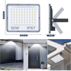 Projecteur LED Extérieur 50W 2 Pièce, 5000LM Spot LED Exterieur | 6500K Blanc Froid Brillant Projecteur Exterieur, IP67 Étanche 