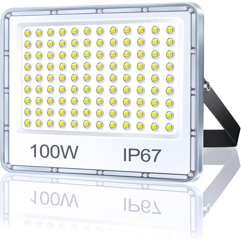 Projecteur LED Extérieur 100W 1 Pièce, 10000LM Spot LED Exterieur | 6500K Blanc Froid Brillant Projecteur Exterieur, IP67 Étanch