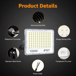 Projecteur LED Extérieur 100W 1 Pièce, 10000LM Spot LED Exterieur | 6500K Blanc Froid Brillant Projecteur Exterieur, IP67 Étanch