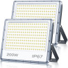 Projecteur LED Extérieur 200W 2 Pièce, 20000LM Spot LED Exterieur | 6500K Blanc Froid Brillant Projecteur Exterieur, IP67 Étanch