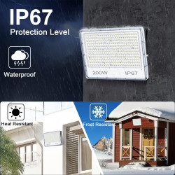 Projecteur LED Extérieur 200W 2 Pièce, 20000LM Spot LED Exterieur | 6500K Blanc Froid Brillant Projecteur Exterieur, IP67 Étanch