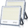 Projecteur LED Extérieur 300W 2 Pièce, 30000LM Spot LED Exterieur | 6500K Blanc Froid Brillant Projecteur Exterieur, IP67 Étanch