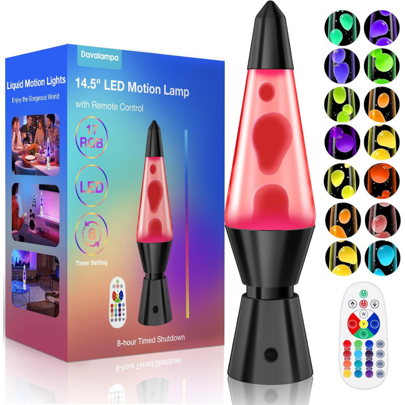 Lampe a Lave LED 17 Changement de Couleur avec Télécommande. Lampes à mouvement liquide pour Enfants Adultes. Lampe d'ambiance o