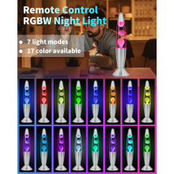 Lampe a Lave XXL LED 17 Couleurs avec Télécommande. Lampes à mouvement liquide pour Enfants Adultes. Veilleuse personnalisée Cad