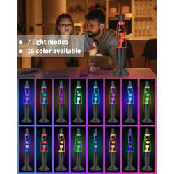 Lampe à Lave Noir LED 17 Changements de Couleur avec Télécommande, 34 cm | Mouvement Liquide, Pour Enfants Adultes, Veilleuse Pe