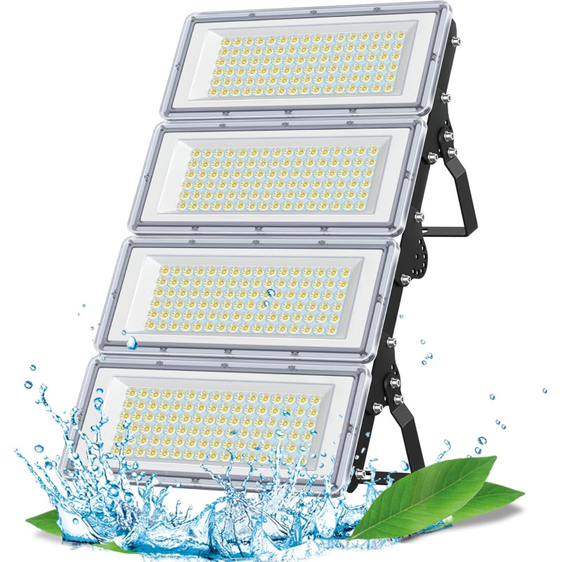 Projecteur LED Extérieur 400W, 4 en 1 40000LM 6500K Spot Exterieur | IP67 Imperméable Luminaire Exterieur, 85-265V Lampe LED Ext