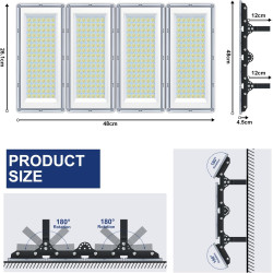 Projecteur LED Extérieur 400W, 4 en 1 40000LM 6500K Spot Exterieur | IP67 Imperméable Luminaire Exterieur, 85-265V Lampe LED Ext