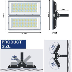 Projecteur LED Extérieur 200W, 2 en 1 20000LM 6500K Spot Exterieur | 2 Pièce IP67 Imperméable Luminaire Exterieur, 85-265V Lampe