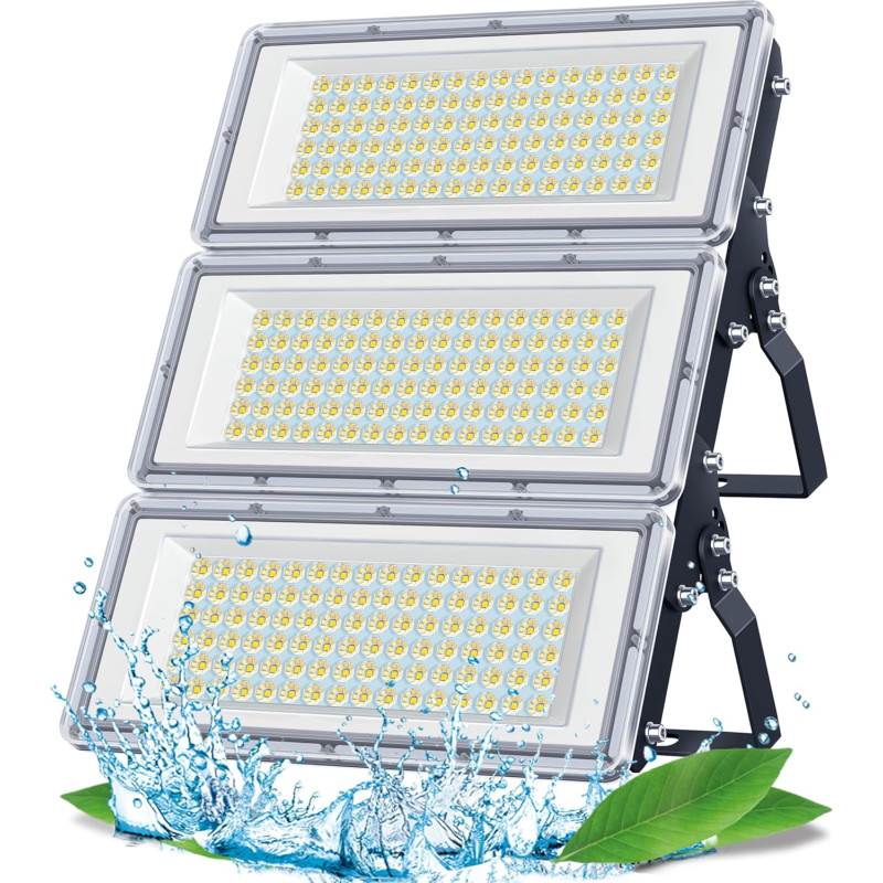 Projecteur LED Extérieur 300W, 3 en 1 30000LM 6500K Spot Exterieur | IP67 Imperméable Luminaire Exterieur, 85-265V Lampe LED Ext