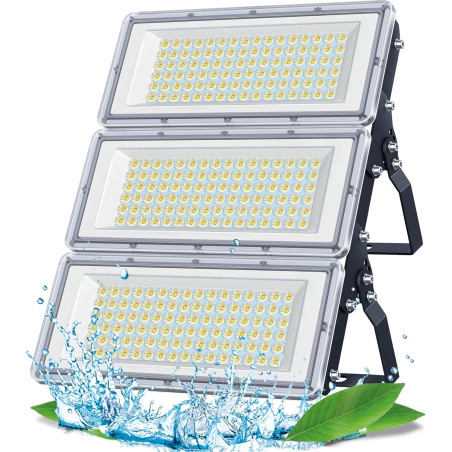 Projecteur LED Extérieur 300W, 3 en 1 30000LM 6500K Spot Exterieur | IP67 Imperméable Luminaire Exterieur, 85-265V Lampe LED Ext
