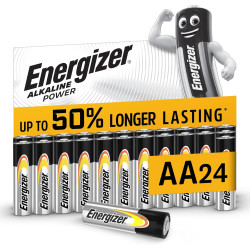 Energizer Alkaline Power Piles AA (Lot de 24) - Mignon LR6 Alcaline 1,5 V - Énergie Longue durée - Idéales pour Les appareils du