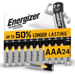 Energizer Alkaline Power Piles AAA (Lot de 24) - Micro LR03 Alcalines 1,5 V- Énergie Longue durée - Idéales pour Les appareils d
