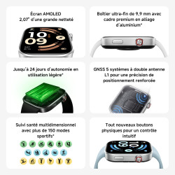 Xiaomi rougemi watch 6, montre connectée homme femme, amoled 2.07'', suivi du sport et fitness, 150+ modes de sport, jusqu'à 24 