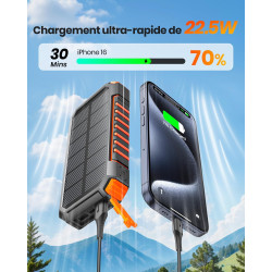 A ADDTOP Chargeur Solaire Power Bank Batterie Externe pour téléphone et Tablette