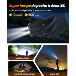 A ADDTOP Chargeur Solaire Power Bank Batterie Externe pour téléphone et Tablette