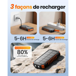 A ADDTOP Chargeur Solaire Power Bank Batterie Externe pour téléphone et Tablette