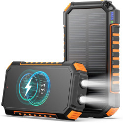Batterie Externe Solaire Power Bank – A ADDTOP 20000mAh Baterie Externe sans Fil – 15W Charge Rapide Chargeur Solaire avec USB C