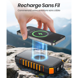 Batterie Externe Solaire Power Bank – A ADDTOP 20000mAh Baterie Externe sans Fil – 15W Charge Rapide Chargeur Solaire avec USB C
