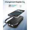A ADDTOP Chargeur Solaire Power Bank avec Câbles Intégrés Batterie Externe pour Téléphone Tablette