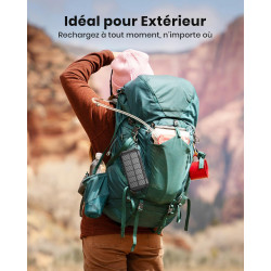 A ADDTOP Chargeur Solaire Power Bank avec Câbles Intégrés Batterie Externe pour Téléphone Tablette
