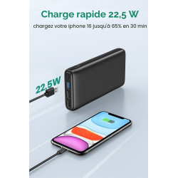 A ADDTOP Batterie Externe - 22.5W Power Bank Charge Rapide- Batterie Portable Power avec Ecran LED, 3 USB-A Sortie & 1 USB-C Sor