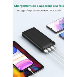 A ADDTOP Batterie Externe - 22.5W Power Bank Charge Rapide- Batterie Portable Power avec Ecran LED, 3 USB-A Sortie & 1 USB-C Sor