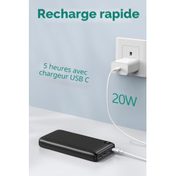 A ADDTOP Batterie Externe - 22.5W Power Bank Charge Rapide- Batterie Portable Power avec Ecran LED, 3 USB-A Sortie & 1 USB-C Sor