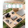 Batterie Externe Solaire 20000mAh - Chargeur Rapide 15W Chargeur Portable avec 3 Câbles Intégrés, Chargeur Solaire avec 5 Sortie