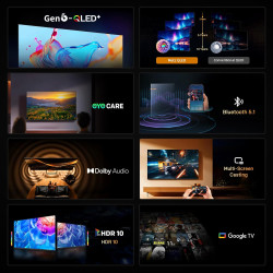 Metz 40 pouces (100 cm) smart tv fhd google television led, gen 6 qled +, hdr 10 dolby audio bleutooth 5,1 eyecare tuner dvb-t/t