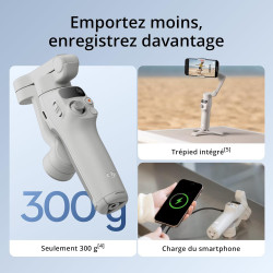 DJI Stabilisateur Nacelle Osmo Mobile 7 pour iPhone, Android, Trépied intégré, Ultra-léger, Nacelle pour téléphone à 3 Axes, Act