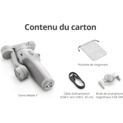 DJI Stabilisateur Nacelle Osmo Mobile 7 pour iPhone, Android, Trépied intégré, Ultra-léger, Nacelle pour téléphone à 3 Axes, Act