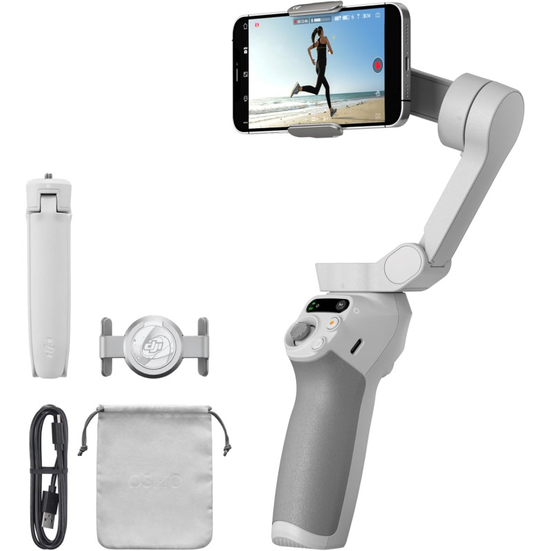DJI Nacelle intelligente Osmo Mobile SE pour téléphone à 3 axes, portable et pliable, Android et iPhone avec ShotGuides, nacelle