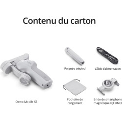 DJI Nacelle intelligente Osmo Mobile SE pour téléphone à 3 axes, portable et pliable, Android et iPhone avec ShotGuides, nacelle