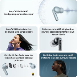 Xiaomi rougemi buds 8 pro, écouteurs bluetooth sans fil, réduction de bruit active jusqu’à 55 db, triple haut-parleur, son hi-re