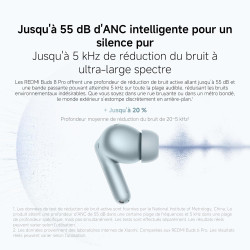 Xiaomi rougemi buds 8 pro, écouteurs bluetooth sans fil, réduction de bruit active jusqu’à 55 db, triple haut-parleur, son hi-re