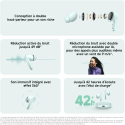Xiaomi rougemi buds 6: casque sans fil bluetooth,ecouteurs bluetooth, intra-auriculaire,conducteurs à double,son immersif,réduct