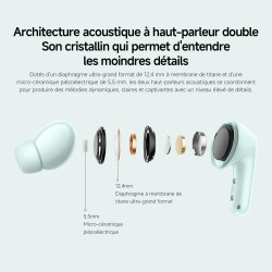 Xiaomi rougemi buds 6: casque sans fil bluetooth,ecouteurs bluetooth, intra-auriculaire,conducteurs à double,son immersif,réduct