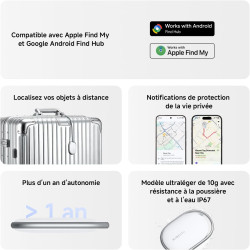 Xiaomi smart tag, compatible apple find my et google android find hub, traqueur bleutooth pour clés, bagages, sac, portefeuille 