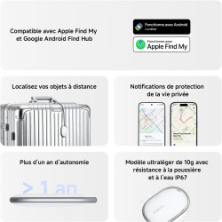 Xiaomi smart tag, compatible apple find my et google android find hub, traqueur bleutooth pour clés, bagages, sac, portefeuille 