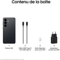 Samsung Galaxy S26, Smartphone Android 5G avec Galaxy AI, 256 Go, Chargeur Secteur Rapide 25W Inclus, Smartphone déverrouillé, N