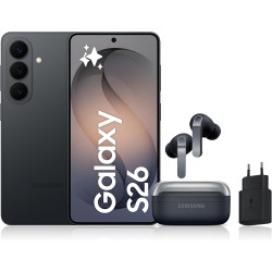 Samsung Galaxy S26, avec Galaxy AI, 256 Go, Noir Galaxy Buds4 Pro, Noir, Chargeurs secteurs Rapides 25W Inclus, Version FR