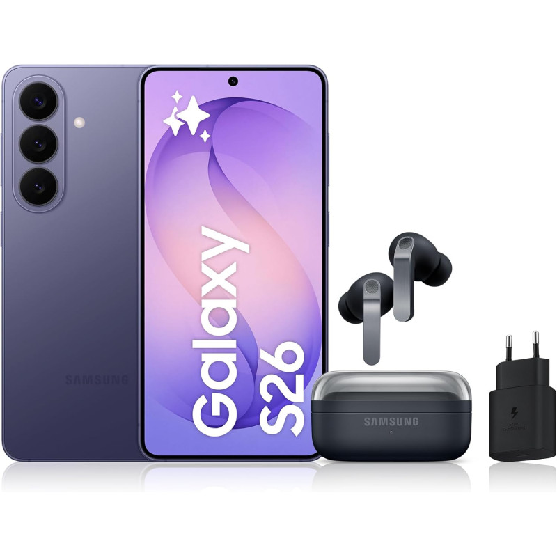 Samsung Galaxy S26, avec Galaxy AI, 256 Go, Violet Galaxy Buds4 Pro, Noir, Chargeurs secteurs Rapides 25W Inclus, Version FR