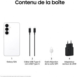Samsung Galaxy S26, Smartphone Android 5G avec Galaxy AI, 512 Go, Chargeur Secteur Rapide 25W Inclus, Smartphone déverrouillé, B