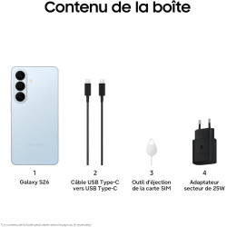 Samsung Galaxy S26, Smartphone Android 5G avec Galaxy AI, 512 Go, Chargeur Secteur Rapide 25W Inclus, Smartphone déverrouillé, B
