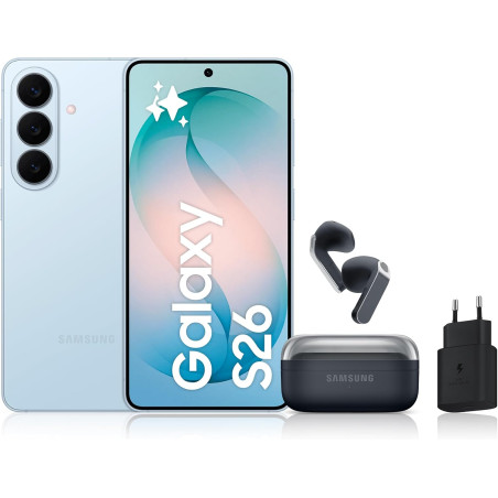 Samsung Galaxy S26, avec Galaxy AI, 256 Go, Bleu Galaxy Buds4, Noir, Chargeurs secteurs Rapides 25W Inclus, Version FR