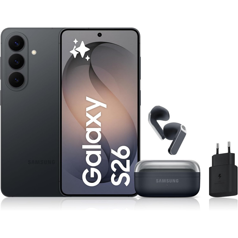 Samsung Galaxy S26, avec Galaxy AI, 512 Go, Noir Galaxy Buds4, Noir, Chargeurs secteurs Rapides 25W Inclus, Version FR