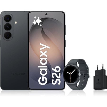 Samsung galaxy s26, avec galaxy ai, 512 go, noir galaxy watch8, 40mm, noir, bleutooth, chargeurs secteurs rapides 25w inclus, ve